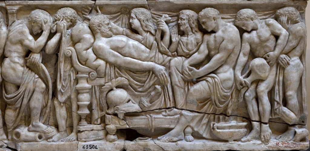 Achille piange la morte di Patroclo Sarcofago da Pianabella-Ostia antica, circa 160 d.C.