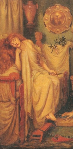 Dante Gabriel Rossetti (1867), Il ritorno di Tibullo da Delia (particolare)