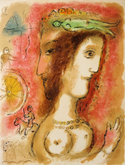 Odisseo e Penelope. M. Chagall, litografia (1975)